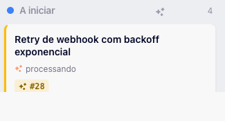 Card #252 com status processando, agente rodando